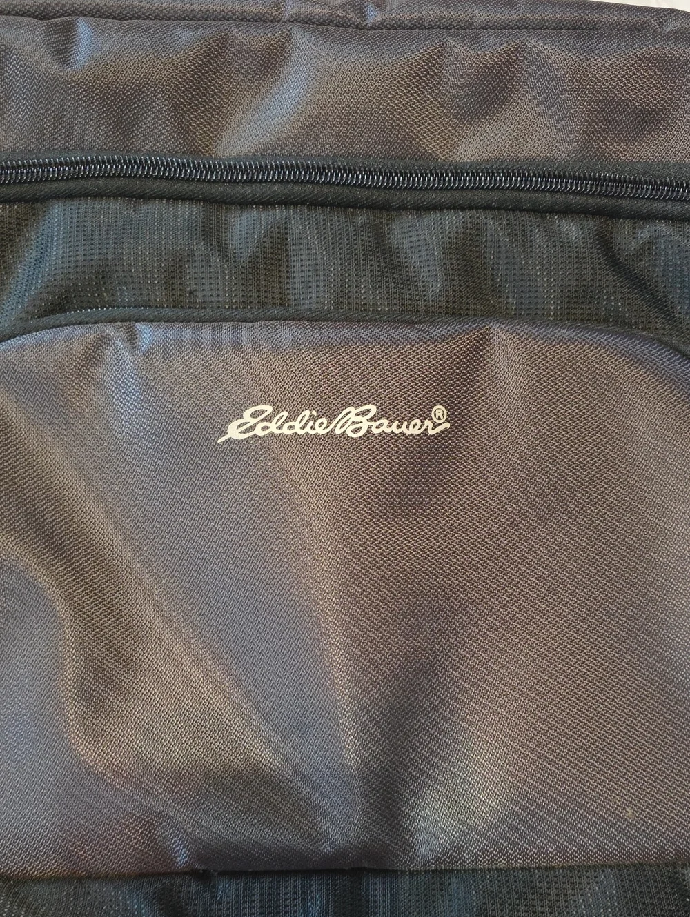 Eddie Bauer Nylon Messenger Laptop Bag Briefcase Travel‎ Gray Black